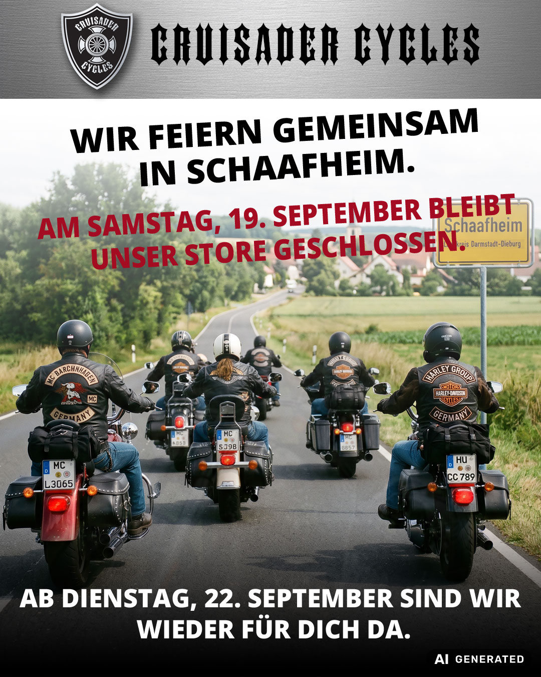 Samstag, 19. September geschlossen